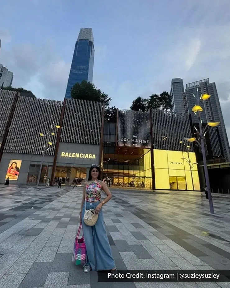 Woman posing outside The Exchange TRX in Kuala Lumpur