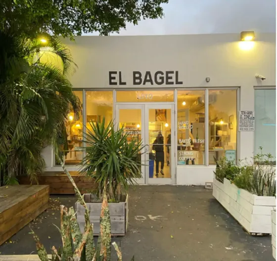     Exterior of El Bagel in Miami’s MiMo District near The Vagabond Hotel