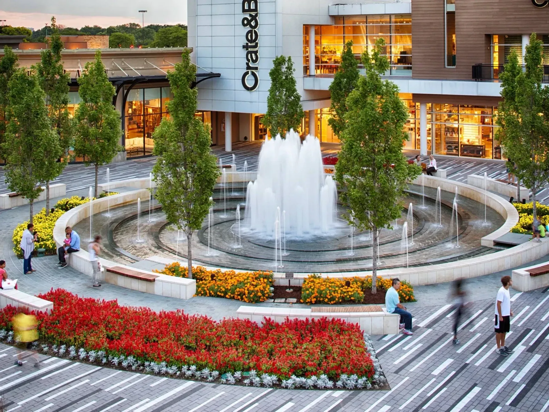 outdoor mall with fountain