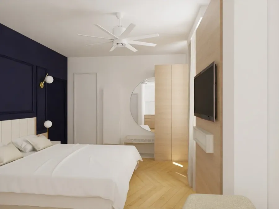 Chambre deluxe twin avec lits jumeaux et décoration moderne chez Les Sources Callou à Vichy.