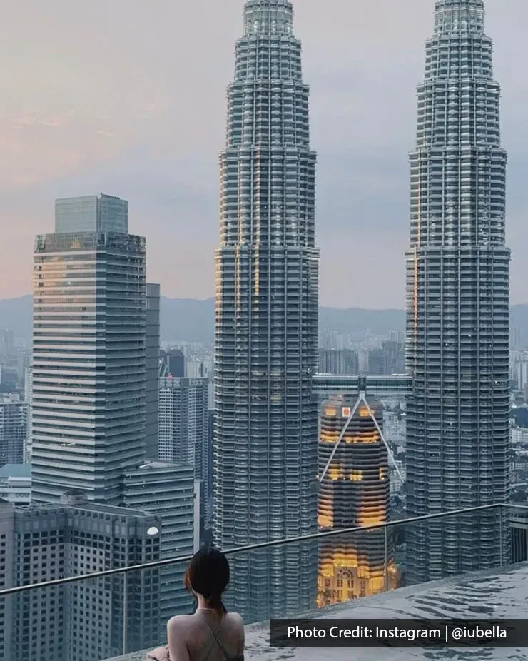 Petronas Twin Towers viewed from a rooftop pool in Imperial Lexis Kuala Lumpur