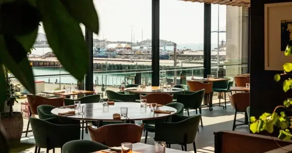 Ahi restaurant overlooking the harbour in Commercial Bay, Auckland