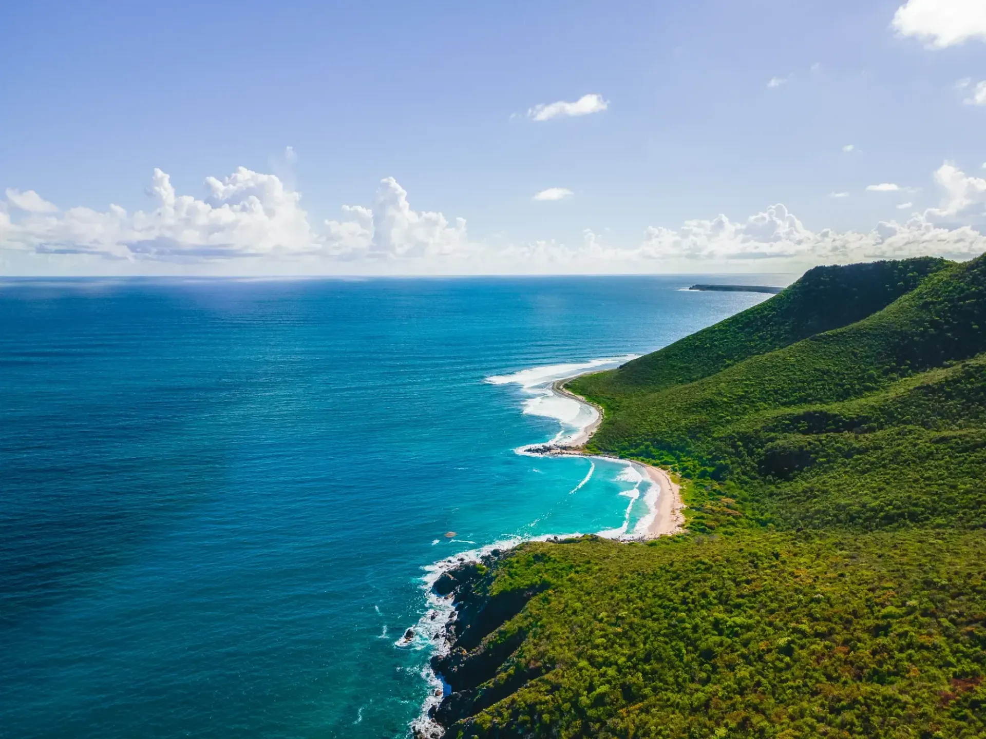Aerial view of the beautiful coastline near Saint Martin Beach Resort & Spa, one of the best all inclusive St Martin resorts
