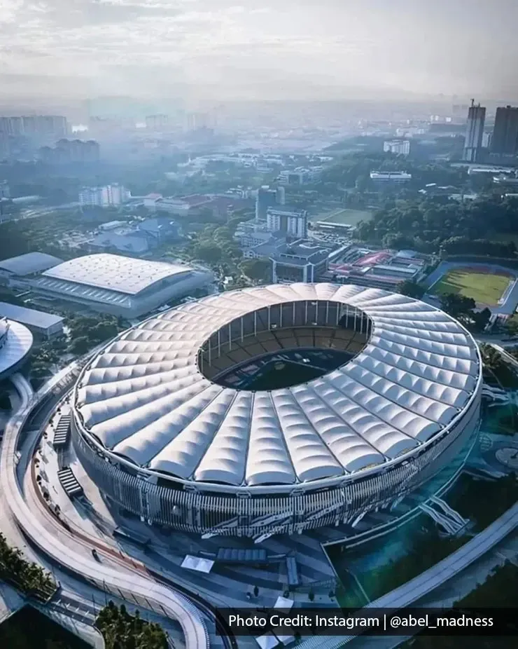 National Stadium Bukit Jalil surrounded by Kuala Lumpur cityscape